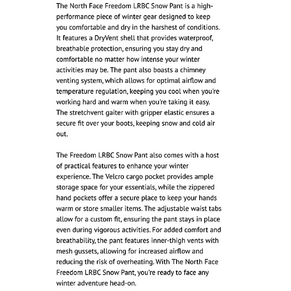 The North Face Freedom Insulated Snow Pants Black Medium - Picture 16 of 16